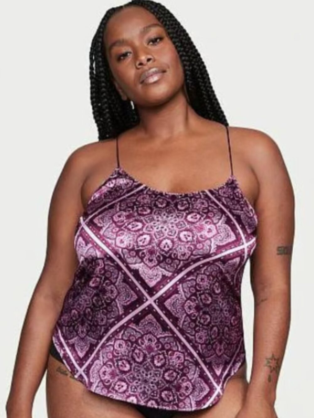 Victoria's Secret Purple Romance Scarf Paisley Print Satin Soft Camisole Top 2X